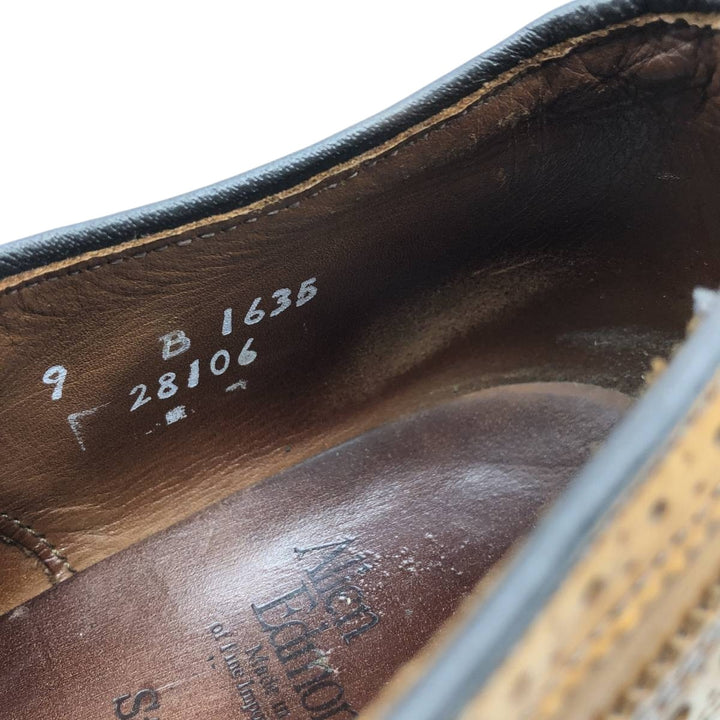 Allen Edmonds Strand Semi-Brogue Straight Tip Shoes, Made in USA, Size 9 B Men's 27.0cm genuine leather brown type Vintage Second Hand