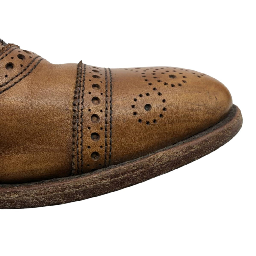 Allen Edmonds Strand Semi-Brogue Straight Tip Shoes, Made in USA, Size 9 B Men's 27.0cm genuine leather brown type Vintage Second Hand