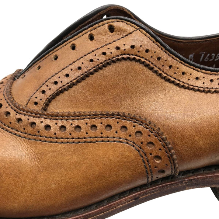 Allen Edmonds Strand Semi-Brogue Straight Tip Shoes, Made in USA, Size 9 B Men's 27.0cm genuine leather brown type Vintage Second Hand