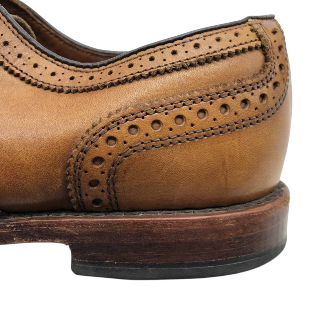 Allen Edmonds Strand Semi-Brogue Straight Tip Shoes, Made in USA, Size 9 B Men's 27.0cm genuine leather brown type Vintage Second Hand