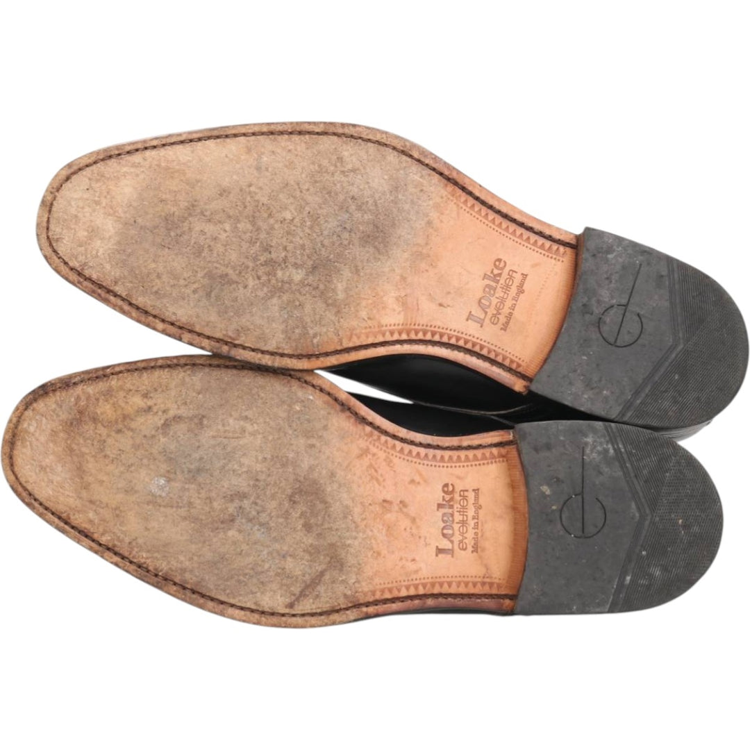 Loake Plain Toe Shoes, Made in England, Size 9 1/2 Men's 28.0cm genuine leather black type Vintage Second Hand
