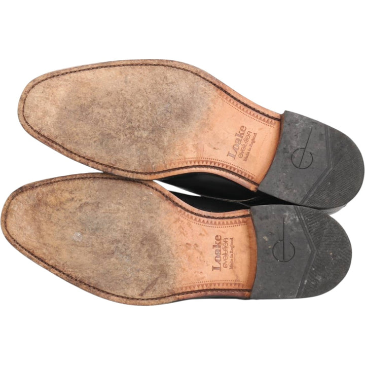 Loake Plain Toe Shoes, Made in England, Size 9 1/2 Men's 28.0cm genuine leather black type Vintage Second Hand