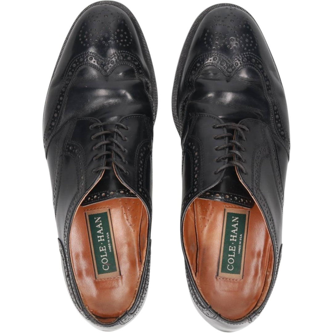 Cole Haan Semi-Brogue Wingtip Shoes, Made in USA, 10D, Men's Size 11 (equivalent) /saa013473 Men's 28.0cm genuine leather black type Vintage Second Hand