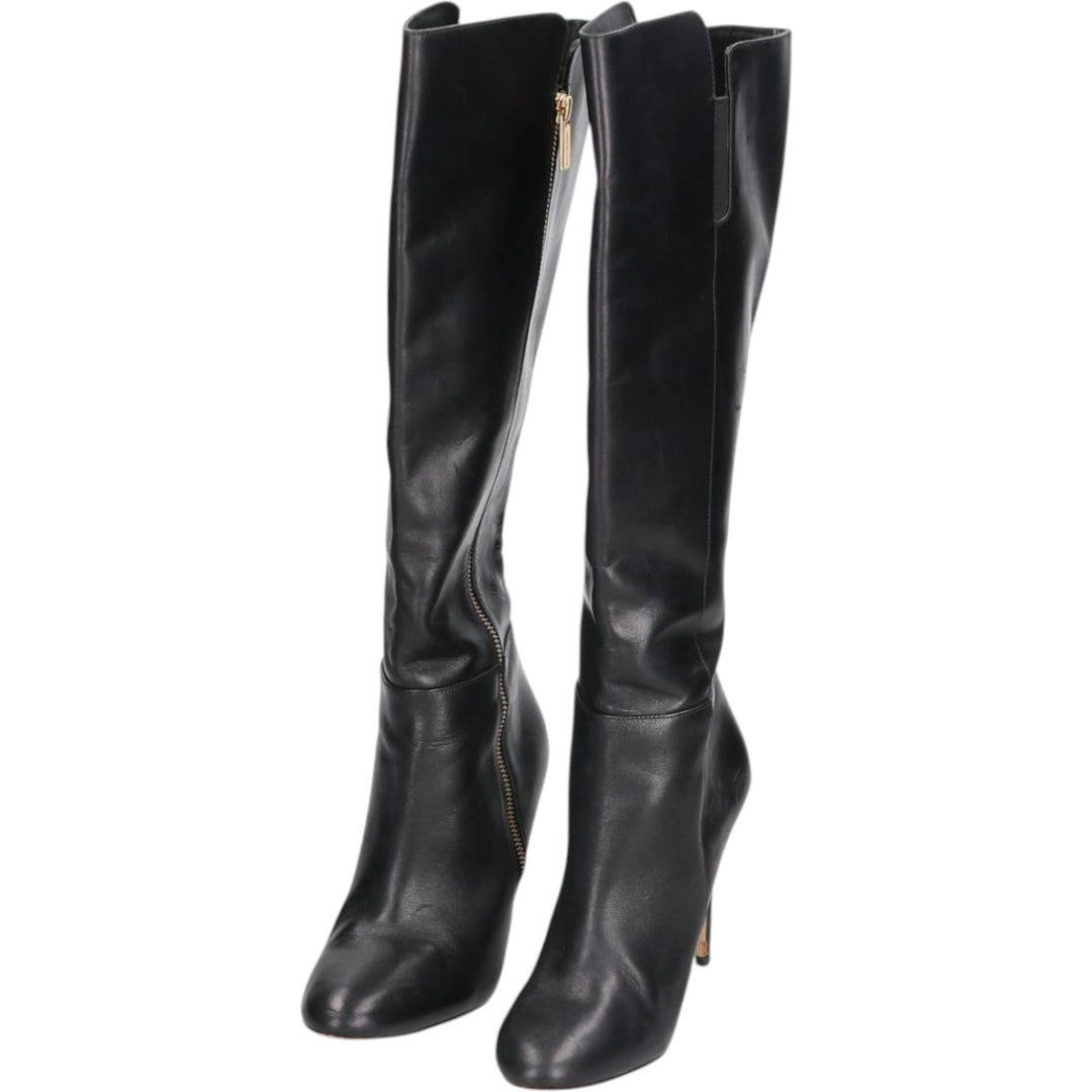 Michael Kors Women's Side Zip Long Boots, Size 7.5 (equivalent to 9.6 inches) /saa013491 Women's 24.5cm genuine leather black type Vintage Second Hand