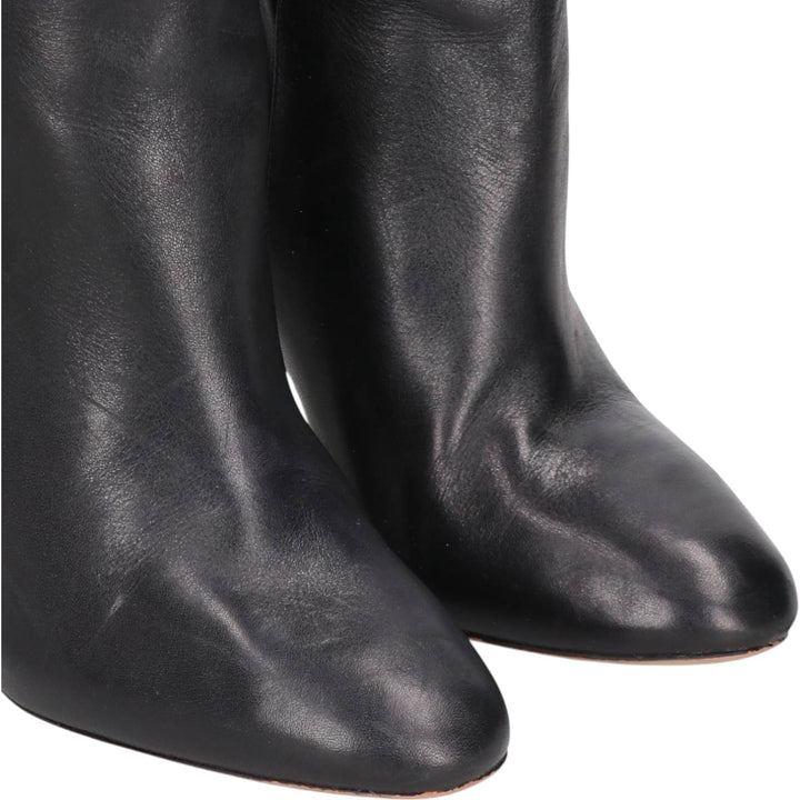 Michael Kors Women's Side Zip Long Boots, Size 7.5 (equivalent to 9.6 inches) /saa013491 Women's 24.5cm genuine leather black type Vintage Second Hand