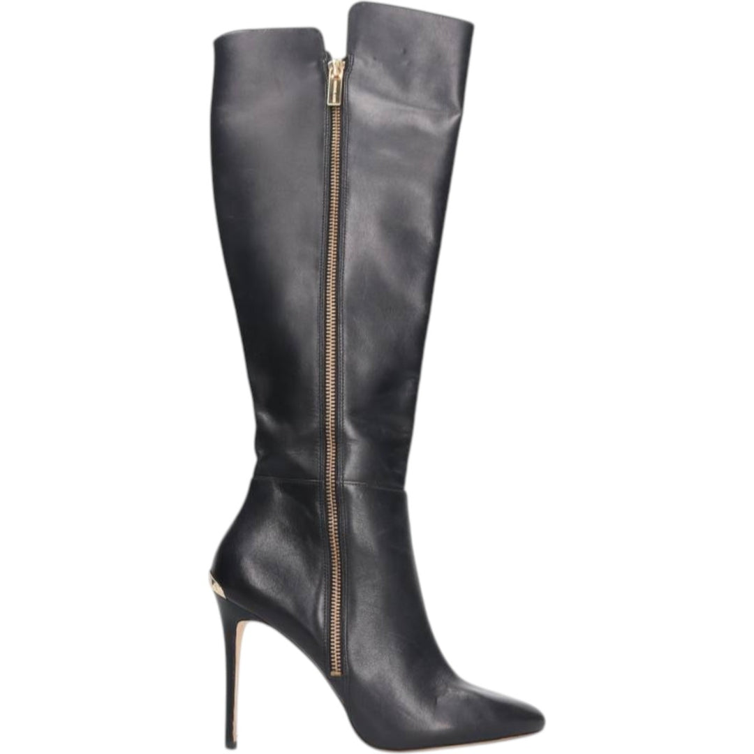 Michael Kors Women's Side Zip Long Boots, Size 7.5 (equivalent to 9.6 inches) /saa013491 Women's 24.5cm genuine leather black type Vintage Second Hand