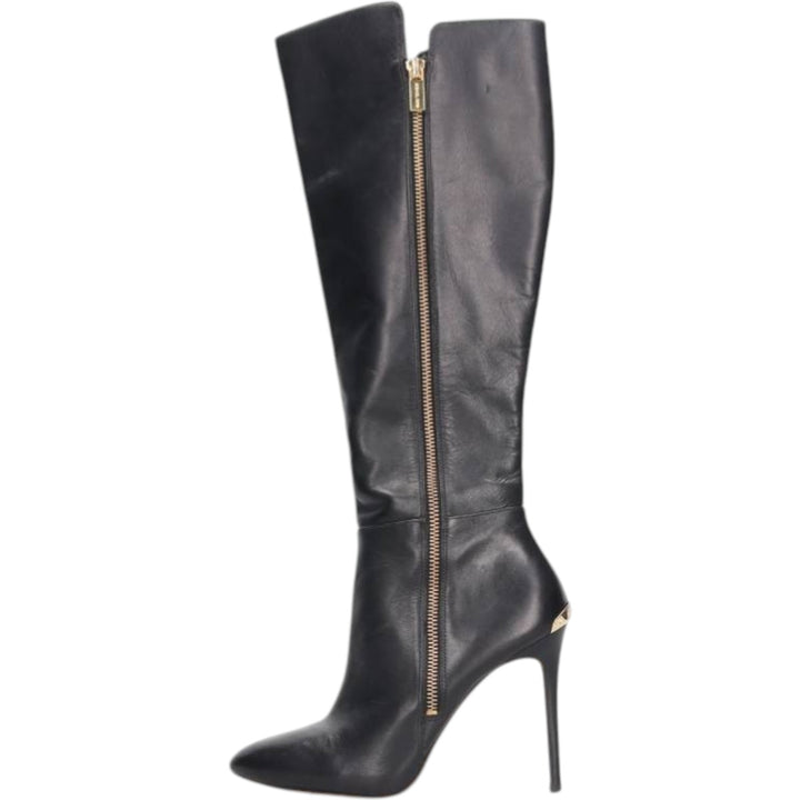 Michael Kors Women's Side Zip Long Boots, Size 7.5 (equivalent to 9.6 inches) /saa013491 Women's 24.5cm genuine leather black type Vintage Second Hand