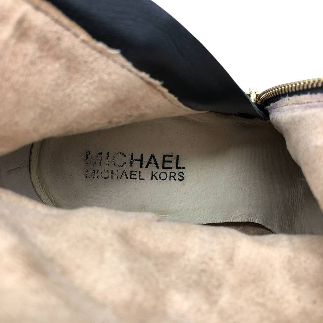 Michael Kors Women's Side Zip Long Boots, Size 7.5 (equivalent to 9.6 inches) /saa013491 Women's 24.5cm genuine leather black type Vintage Second Hand