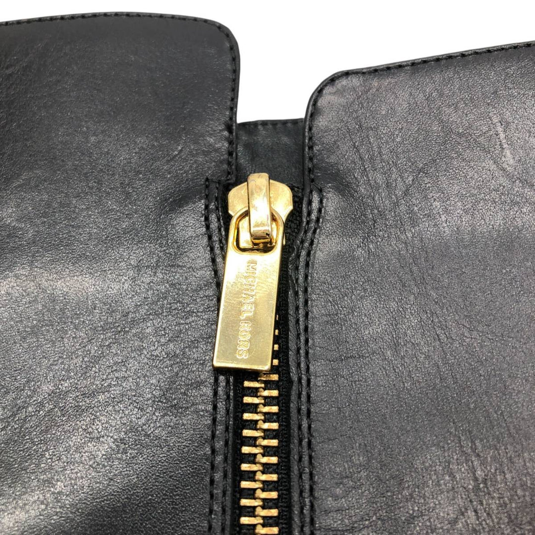 Michael Kors Women's Side Zip Long Boots, Size 7.5 (equivalent to 9.6 inches) /saa013491 Women's 24.5cm genuine leather black type Vintage Second Hand