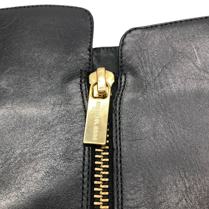 Michael Kors Women's Side Zip Long Boots, Size 7.5 (equivalent to 9.6 inches) /saa013491 Women's 24.5cm genuine leather black type Vintage Second Hand