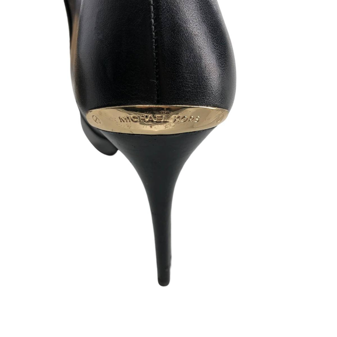 Michael Kors Women's Side Zip Long Boots, Size 7.5 (equivalent to 9.6 inches) /saa013491 Women's 24.5cm genuine leather black type Vintage Second Hand