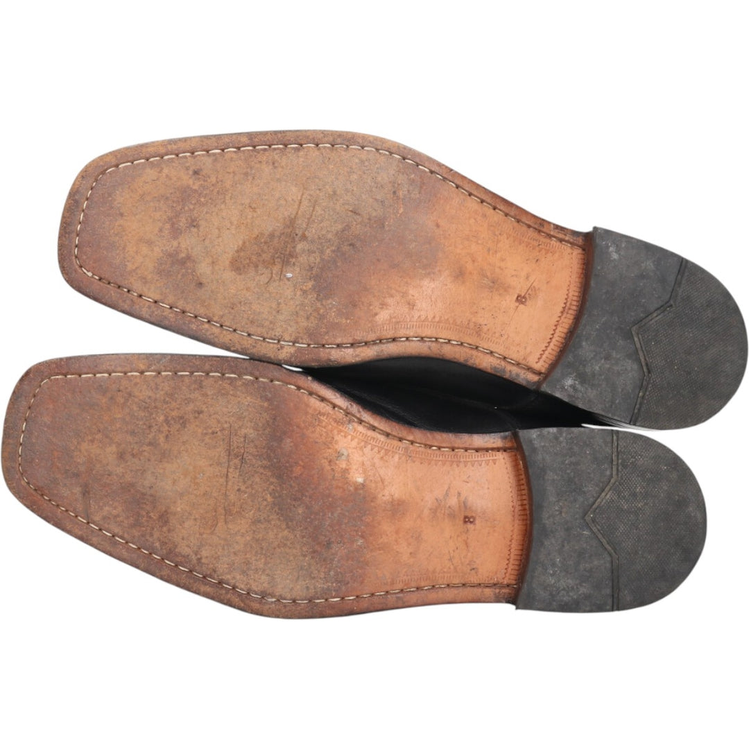Square toe leather shoes 8 Men's 10.6" equivalent /saa013522 Men's 27.0cm genuine leather black type Vintage Second Hand