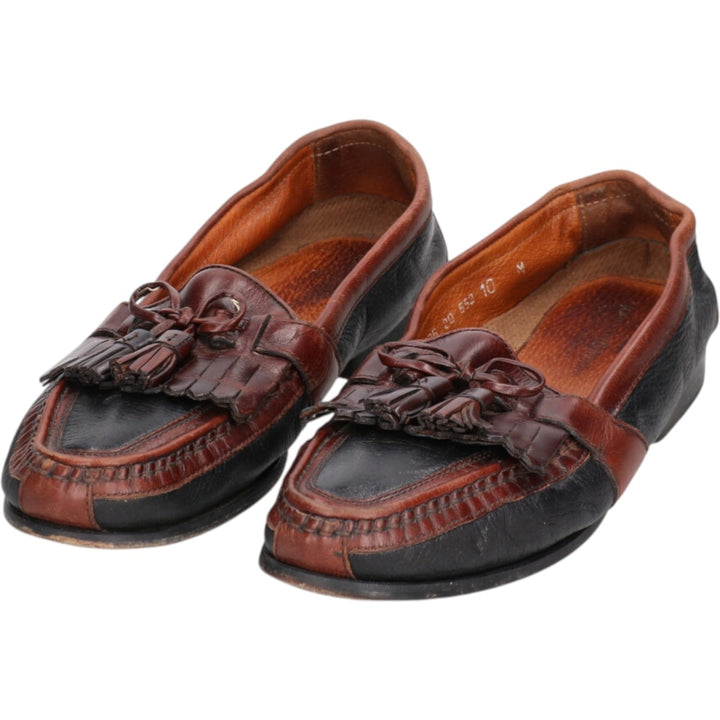 Johnston & Murphy Quilted Loafers, Made in Italy, Size 10M Men's 28.0cm genuine leather brown type Vintage Second Hand