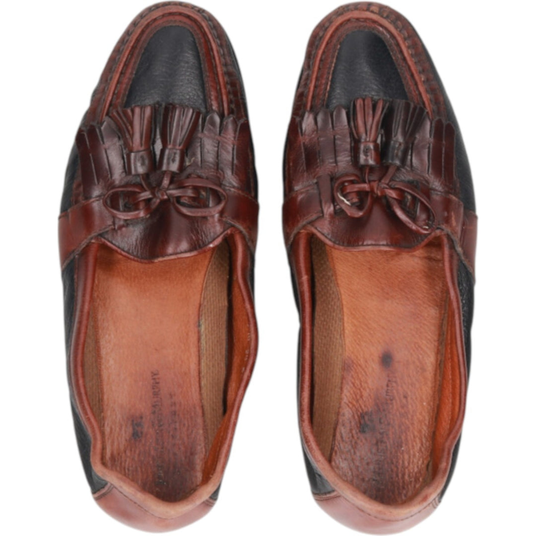 Johnston & Murphy Quilted Loafers, Made in Italy, Size 10M Men's 28.0cm genuine leather brown type Vintage Second Hand