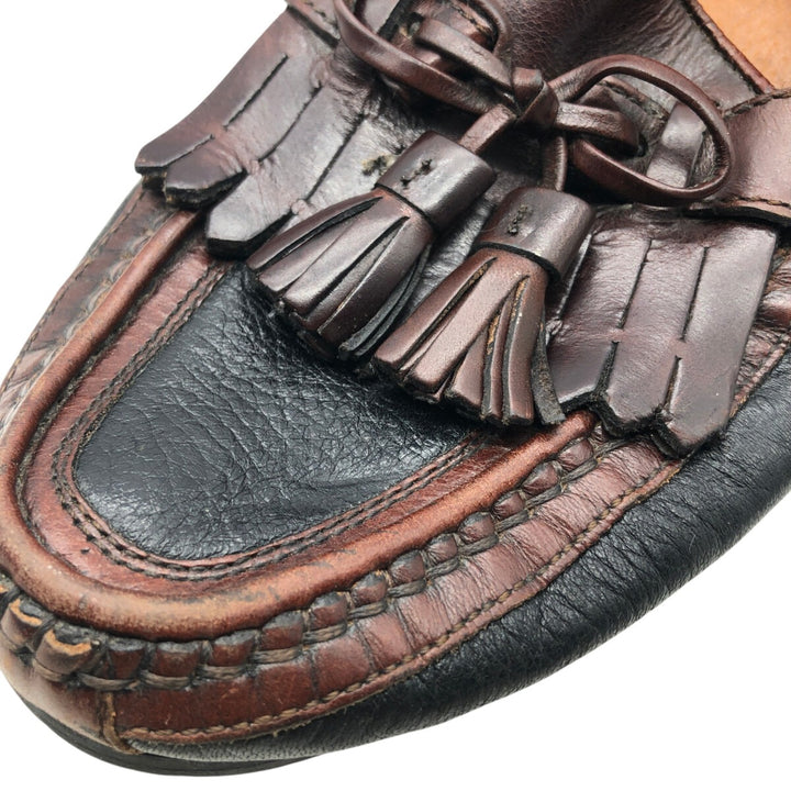 Johnston & Murphy Quilted Loafers, Made in Italy, Size 10M Men's 28.0cm genuine leather brown type Vintage Second Hand