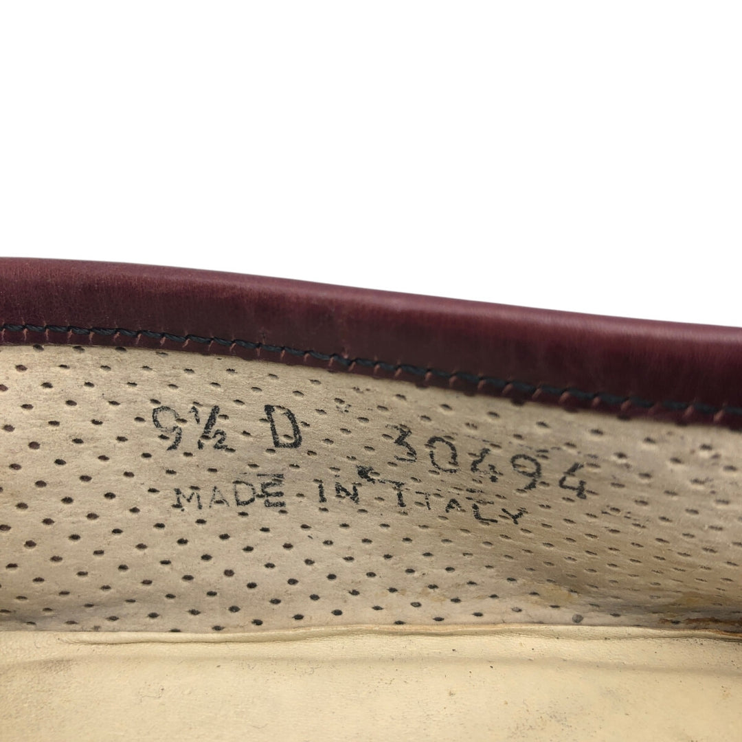 Florsheim Crocodile Embossed Vamp Loafers, Made in Italy, Size 9 1/2D Men's 27.5cm genuine leather wine-red Vintage Second Hand