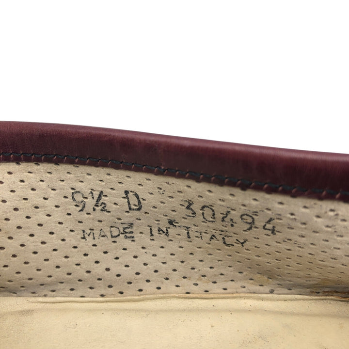 Florsheim Crocodile Embossed Vamp Loafers, Made in Italy, Size 9 1/2D Men's 27.5cm genuine leather wine-red Vintage Second Hand