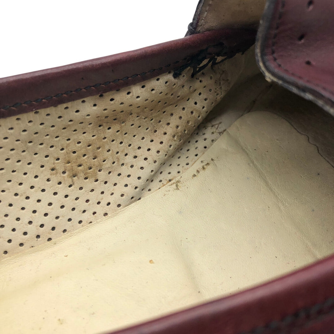 Florsheim Crocodile Embossed Vamp Loafers, Made in Italy, Size 9 1/2D Men's 27.5cm genuine leather wine-red Vintage Second Hand