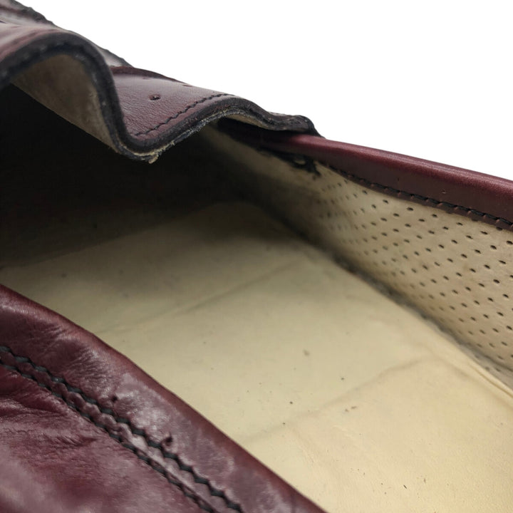 Florsheim Crocodile Embossed Vamp Loafers, Made in Italy, Size 9 1/2D Men's 27.5cm genuine leather wine-red Vintage Second Hand