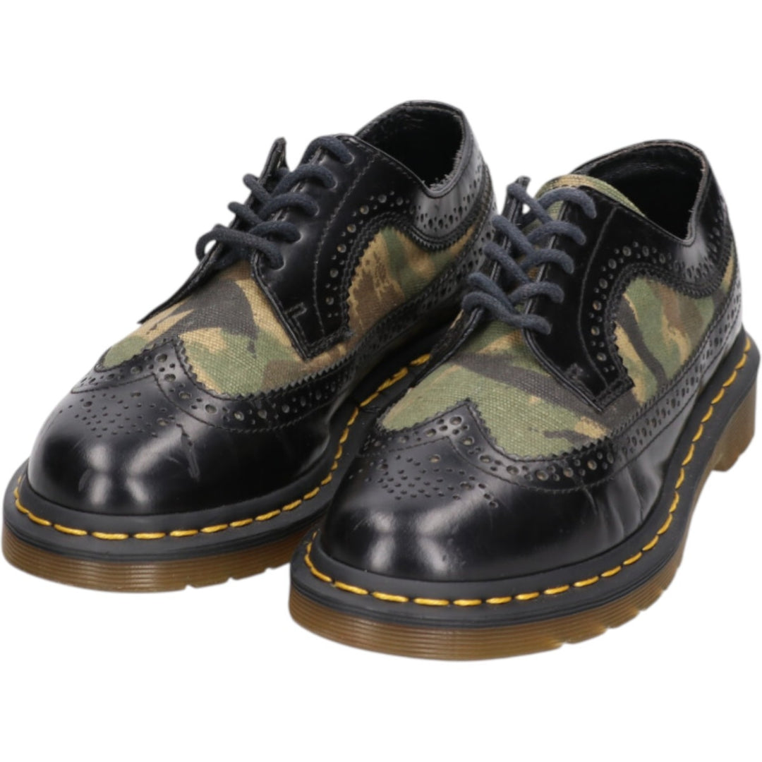 Dr. Martens Camouflage Pattern Woodland Camo Semi-Brogue Wingtip Shoes 4 Women's 9.1" equivalent /saa013558 Women's 23.0cm genuine leather black type Vintage Second Hand