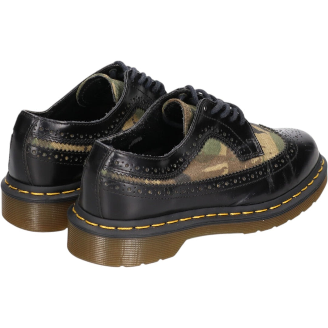 Dr. Martens Camouflage Pattern Woodland Camo Semi-Brogue Wingtip Shoes 4 Women's 9.1" equivalent /saa013558 Women's 23.0cm genuine leather black type Vintage Second Hand