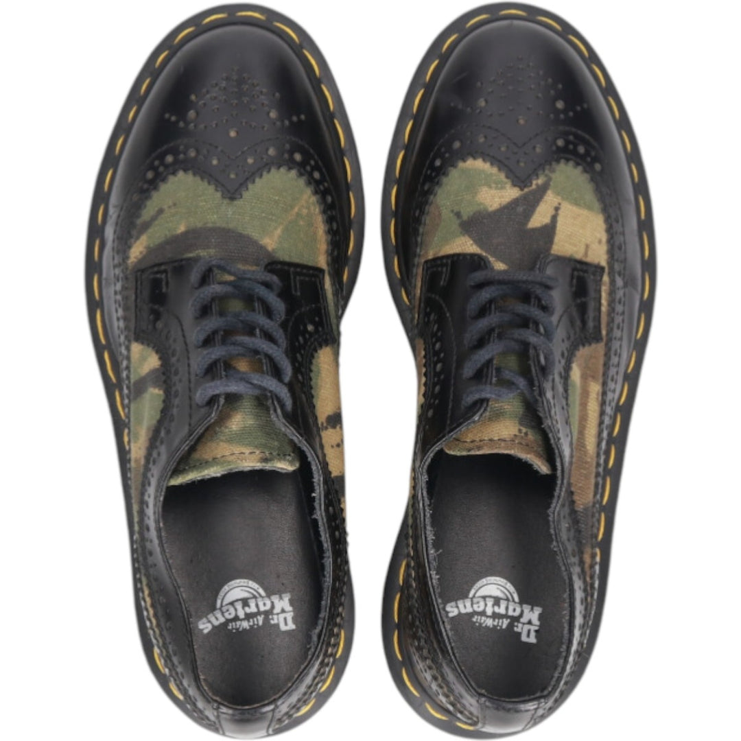 Dr. Martens Camouflage Pattern Woodland Camo Semi-Brogue Wingtip Shoes 4 Women's 9.1" equivalent /saa013558 Women's 23.0cm genuine leather black type Vintage Second Hand
