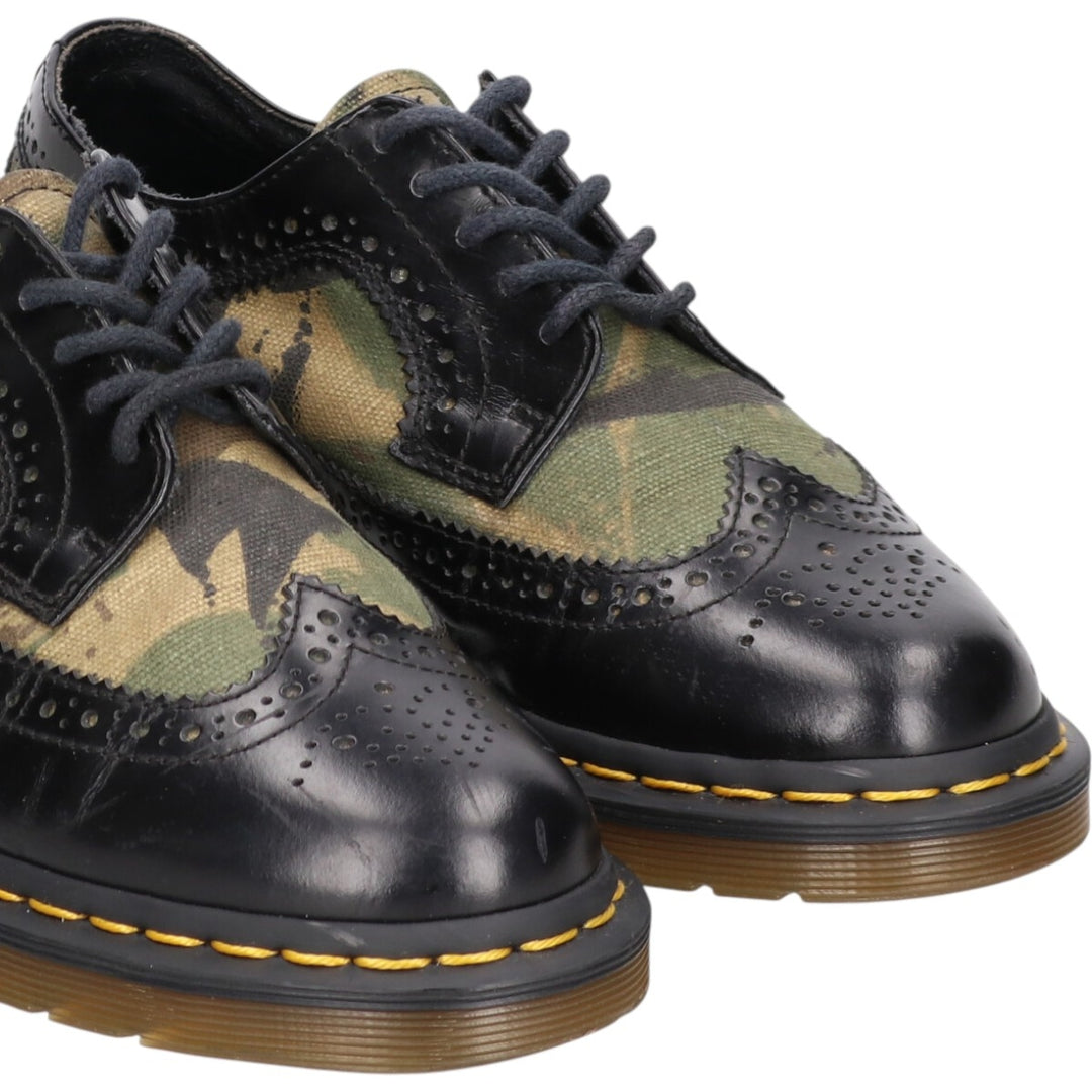 Dr. Martens Camouflage Pattern Woodland Camo Semi-Brogue Wingtip Shoes 4 Women's 9.1" equivalent /saa013558 Women's 23.0cm genuine leather black type Vintage Second Hand