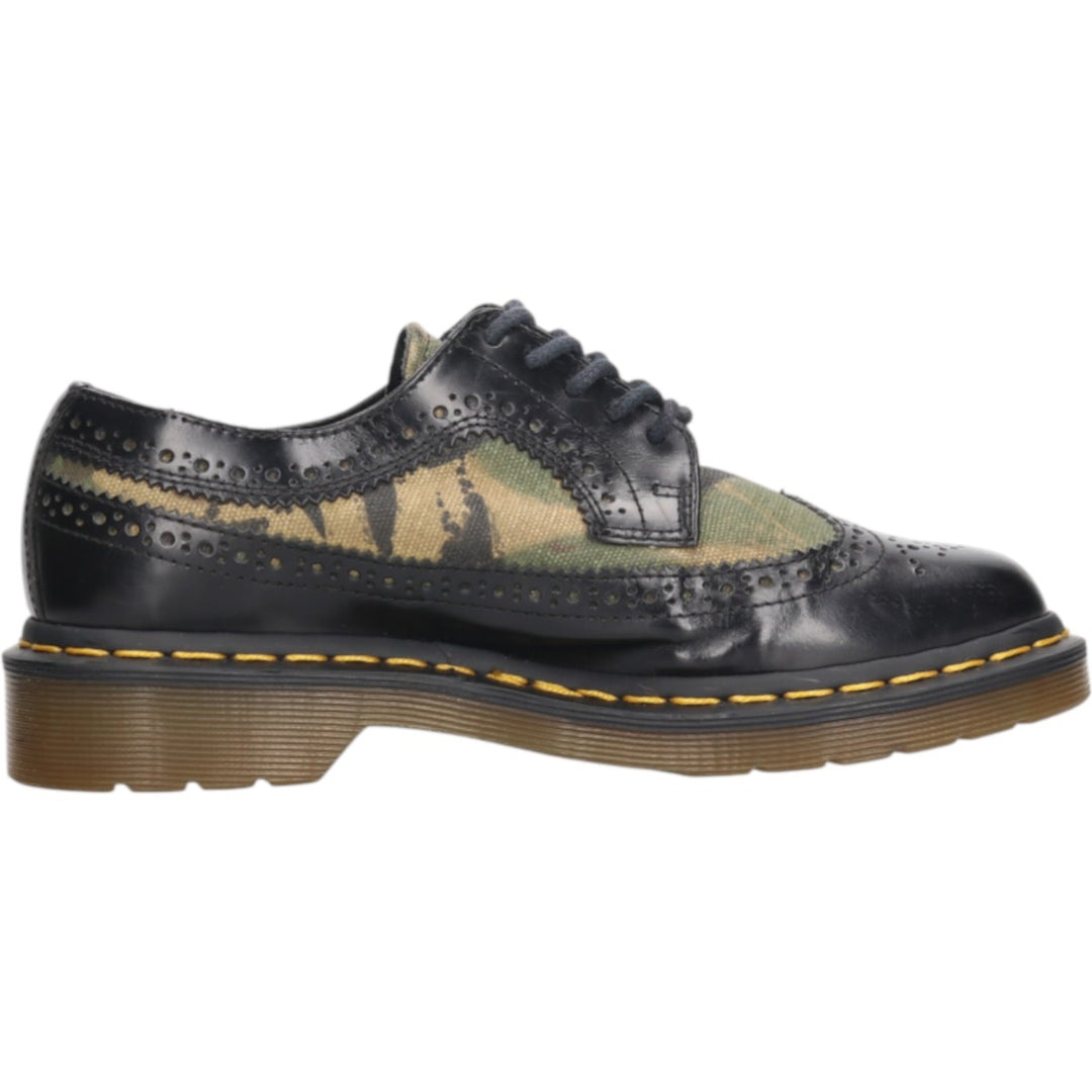 Dr. Martens Camouflage Pattern Woodland Camo Semi-Brogue Wingtip Shoes 4 Women's 9.1" equivalent /saa013558 Women's 23.0cm genuine leather black type Vintage Second Hand