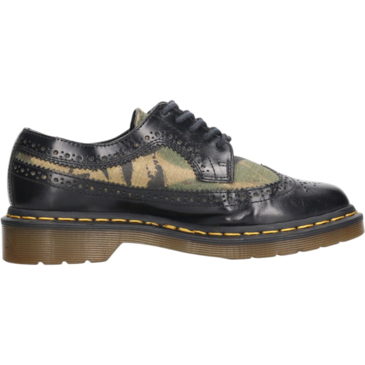 Dr. Martens Camouflage Pattern Woodland Camo Semi-Brogue Wingtip Shoes 4 Women's 9.1" equivalent /saa013558 Women's 23.0cm genuine leather black type Vintage Second Hand