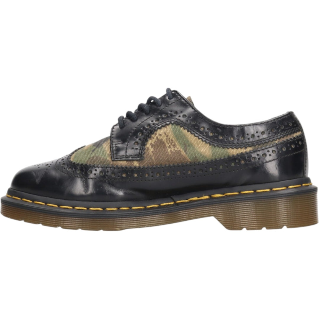 Dr. Martens Camouflage Pattern Woodland Camo Semi-Brogue Wingtip Shoes 4 Women's 9.1" equivalent /saa013558 Women's 23.0cm genuine leather black type Vintage Second Hand