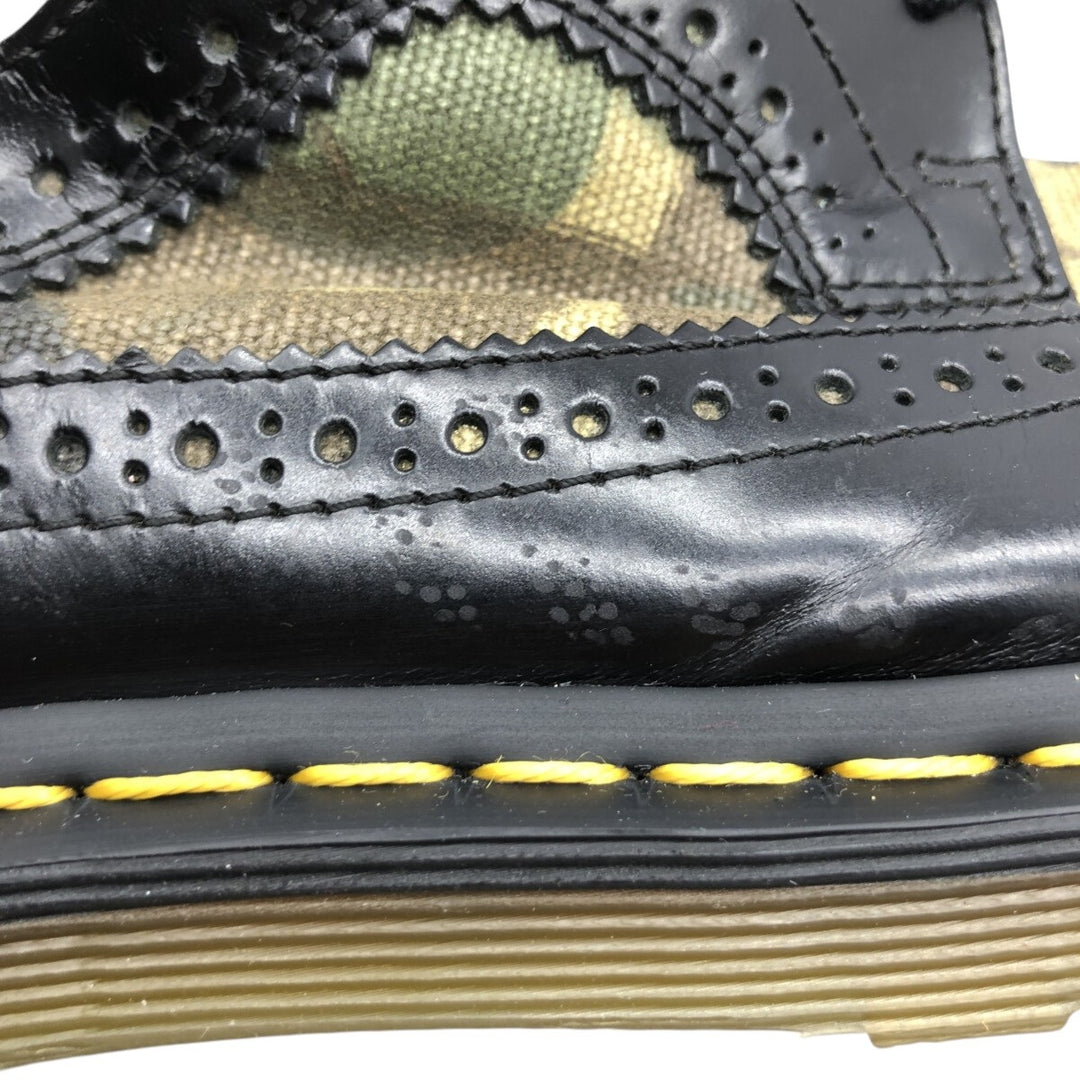 Dr. Martens Camouflage Pattern Woodland Camo Semi-Brogue Wingtip Shoes 4 Women's 9.1" equivalent /saa013558 Women's 23.0cm genuine leather black type Vintage Second Hand