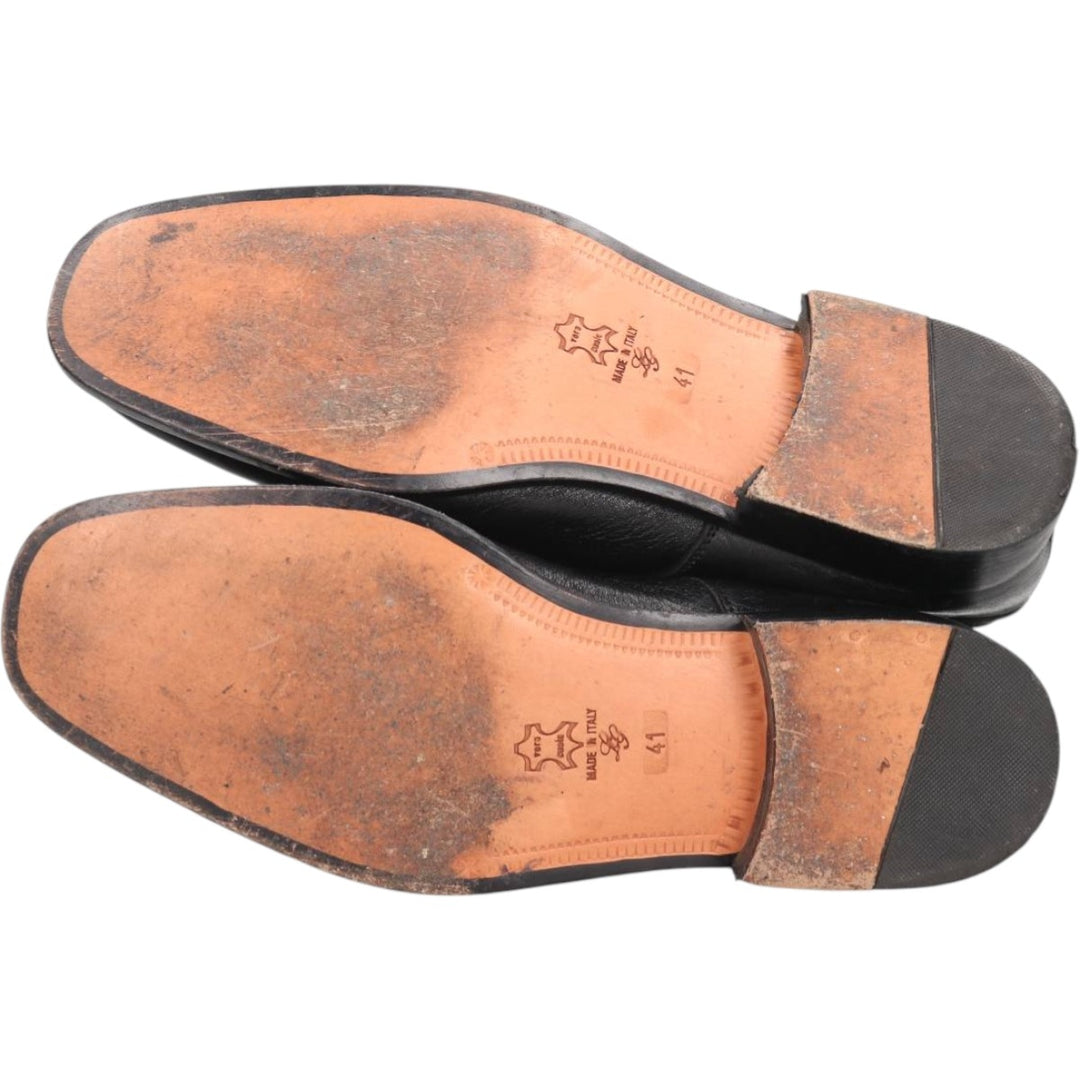 WILLY ADAMS Straight Tip Shoes Made in Italy Size 41 Men's 25.5cm genuine leather black type Vintage Second Hand
