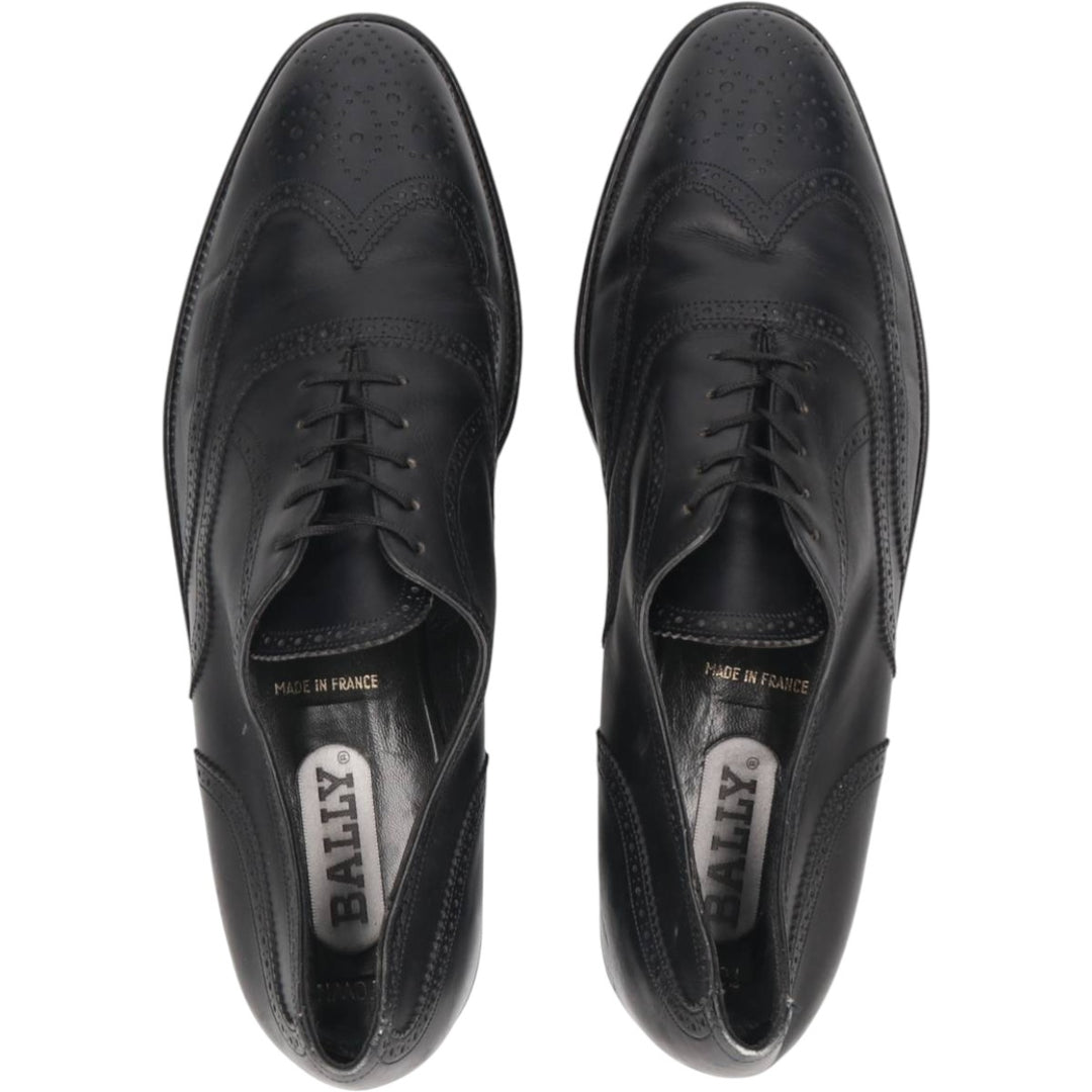 Bally Semi-Brogue Wingtip Shoes, Made in France, Size 9 1/2B, Men's, Size 11" /saa013578 Men's 28.0cm genuine leather black type Vintage Second Hand