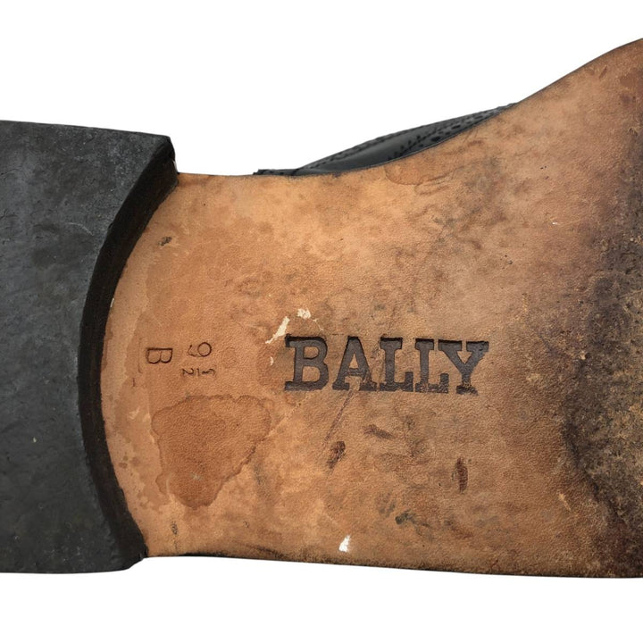 Bally Semi-Brogue Wingtip Shoes, Made in France, Size 9 1/2B, Men's, Size 11" /saa013578 Men's 28.0cm genuine leather black type Vintage Second Hand