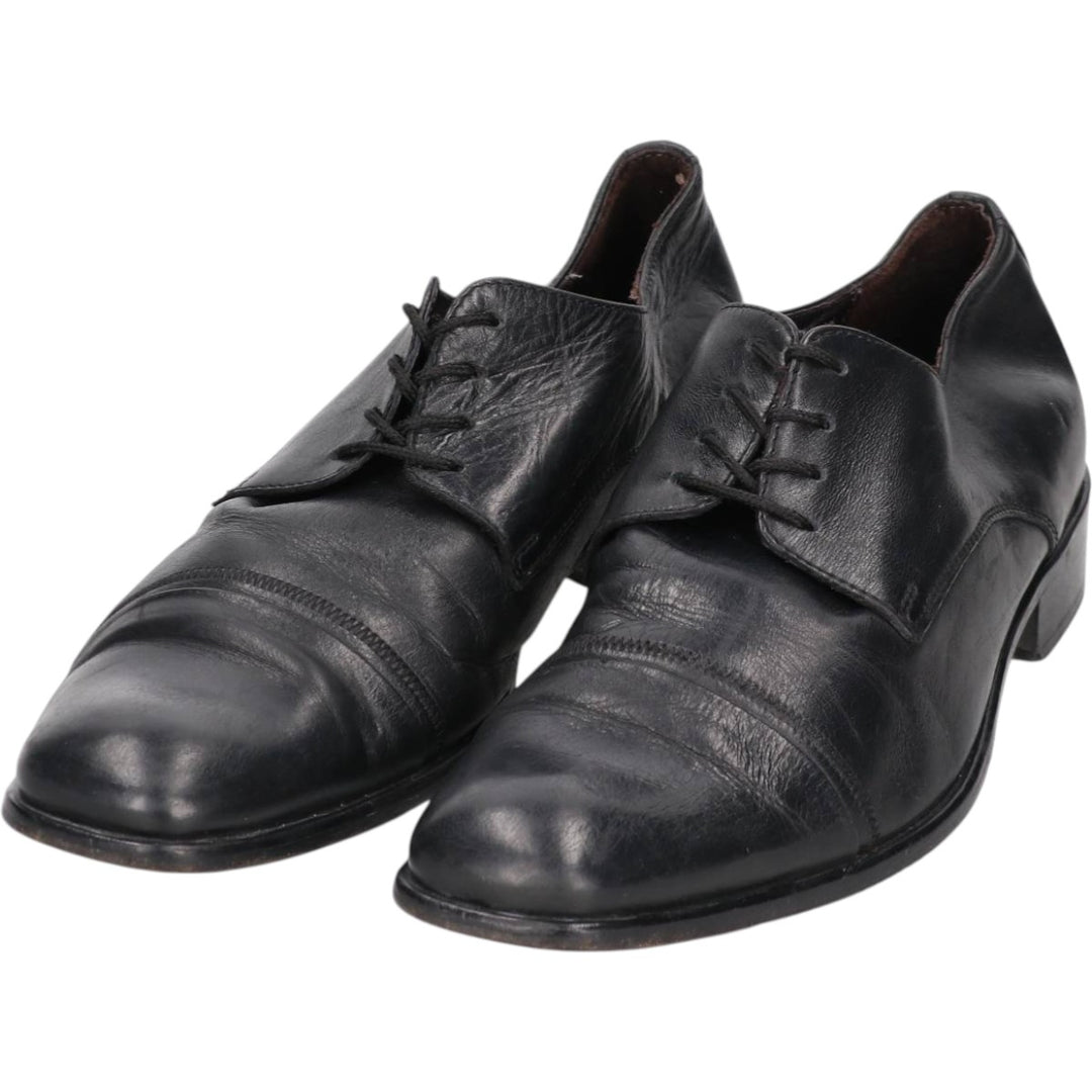 CONTE Square Toe Straight Tip Shoes, Made in Italy, Size 40, Men's 9.8" (equivalent) /saa013580 Men's 25.0cm genuine leather black type Vintage Second Hand