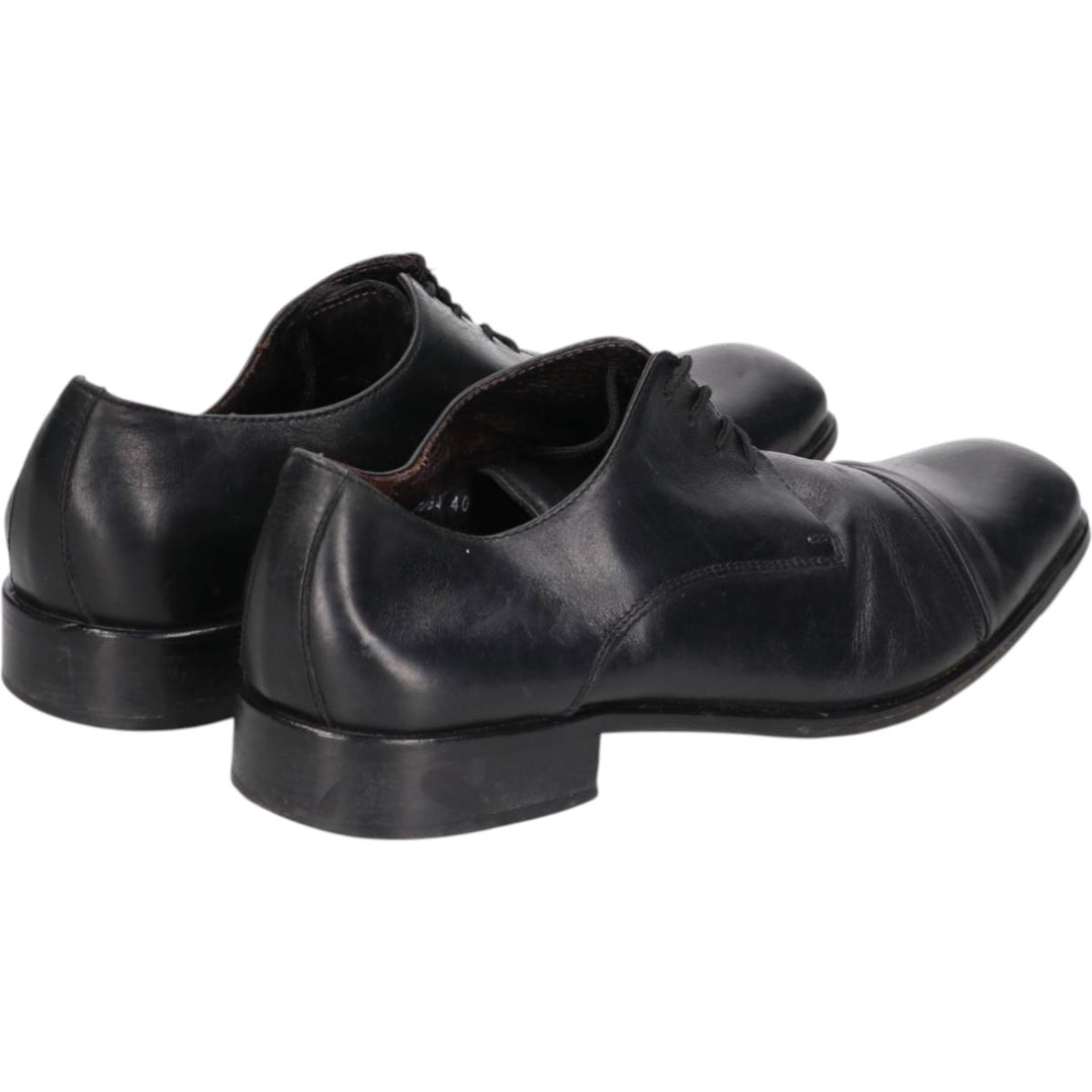 CONTE Square Toe Straight Tip Shoes, Made in Italy, Size 40, Men's 9.8" (equivalent) /saa013580 Men's 25.0cm genuine leather black type Vintage Second Hand