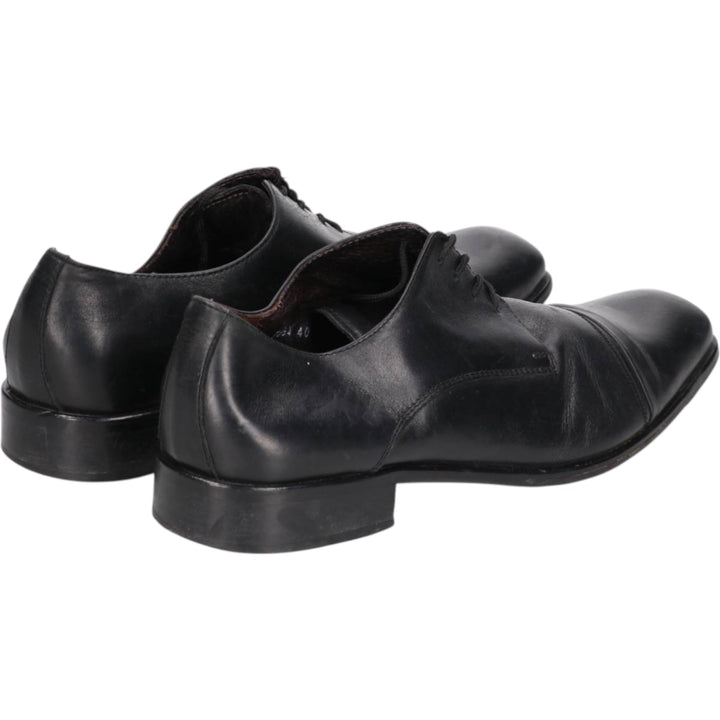 CONTE Square Toe Straight Tip Shoes, Made in Italy, Size 40, Men's 9.8" (equivalent) /saa013580 Men's 25.0cm genuine leather black type Vintage Second Hand