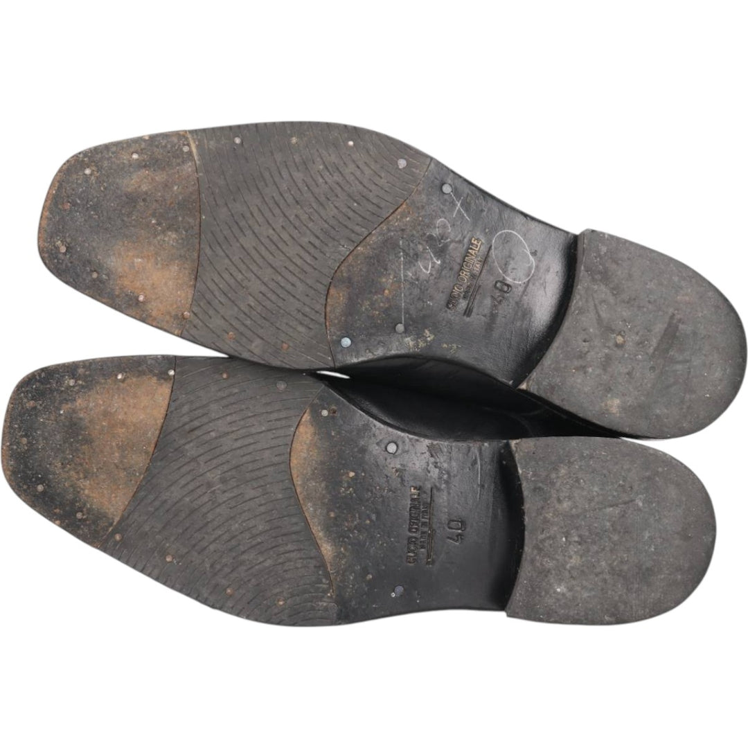 CONTE Square Toe Straight Tip Shoes, Made in Italy, Size 40, Men's 9.8" (equivalent) /saa013580 Men's 25.0cm genuine leather black type Vintage Second Hand