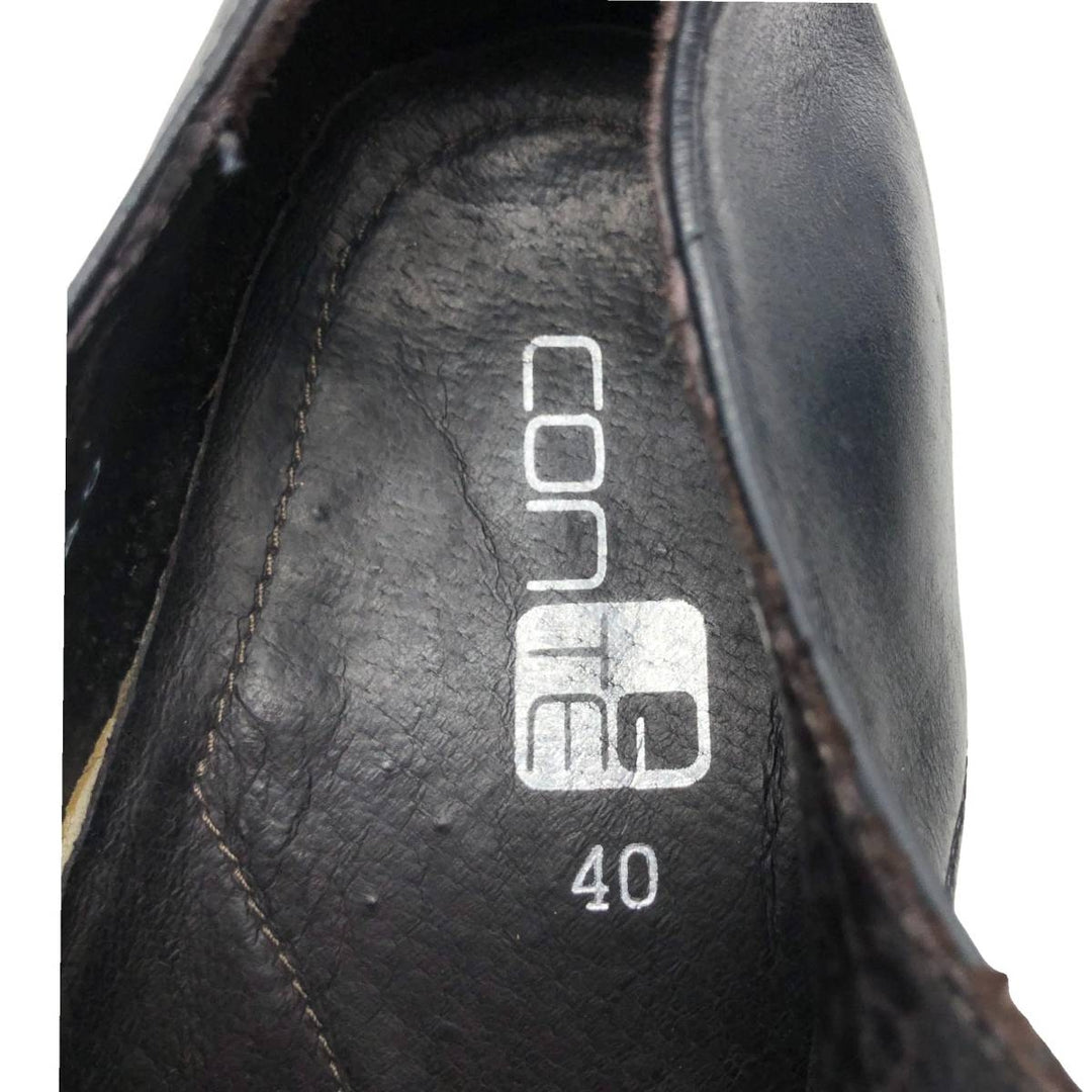 CONTE Square Toe Straight Tip Shoes, Made in Italy, Size 40, Men's 9.8" (equivalent) /saa013580 Men's 25.0cm genuine leather black type Vintage Second Hand