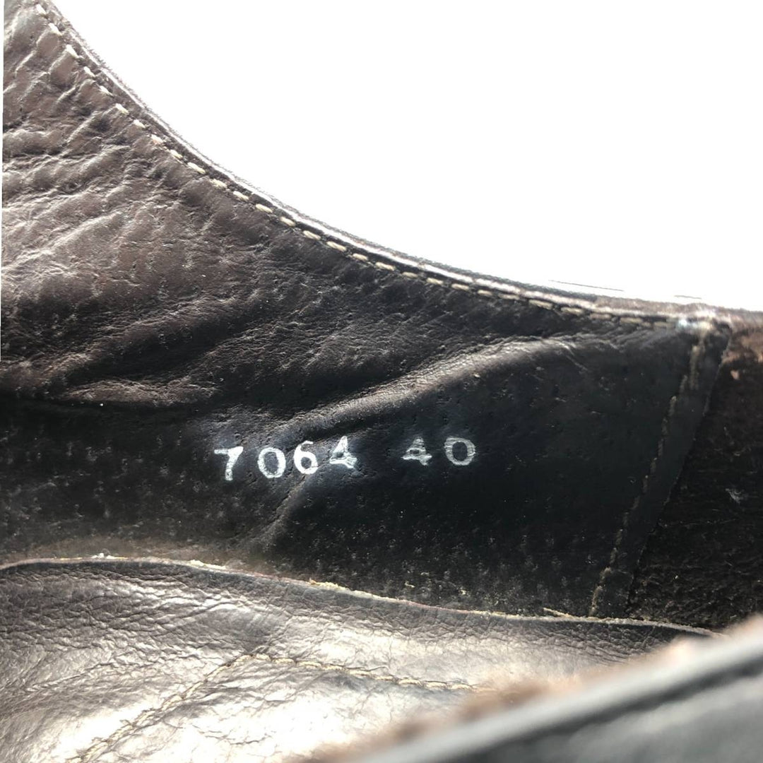 CONTE Square Toe Straight Tip Shoes, Made in Italy, Size 40, Men's 9.8" (equivalent) /saa013580 Men's 25.0cm genuine leather black type Vintage Second Hand