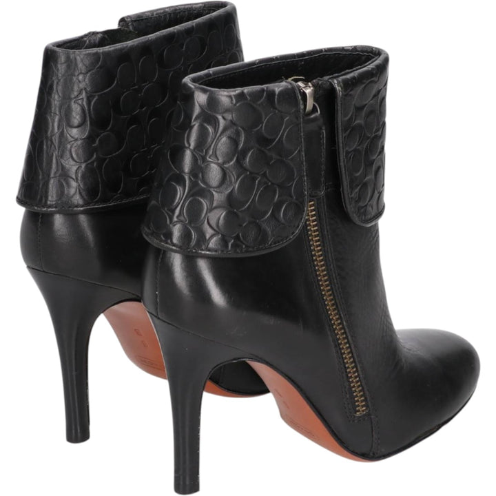 Coach side zip short boots, size 6B Women's 23.0cm genuine leather black type Vintage Second Hand