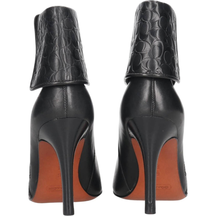 Coach side zip short boots, size 6B Women's 23.0cm genuine leather black type Vintage Second Hand