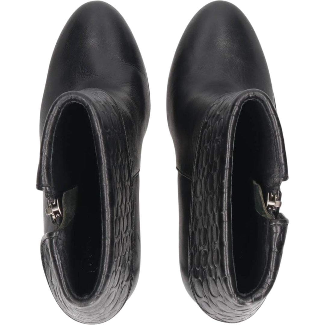 Coach side zip short boots, size 6B Women's 23.0cm genuine leather black type Vintage Second Hand