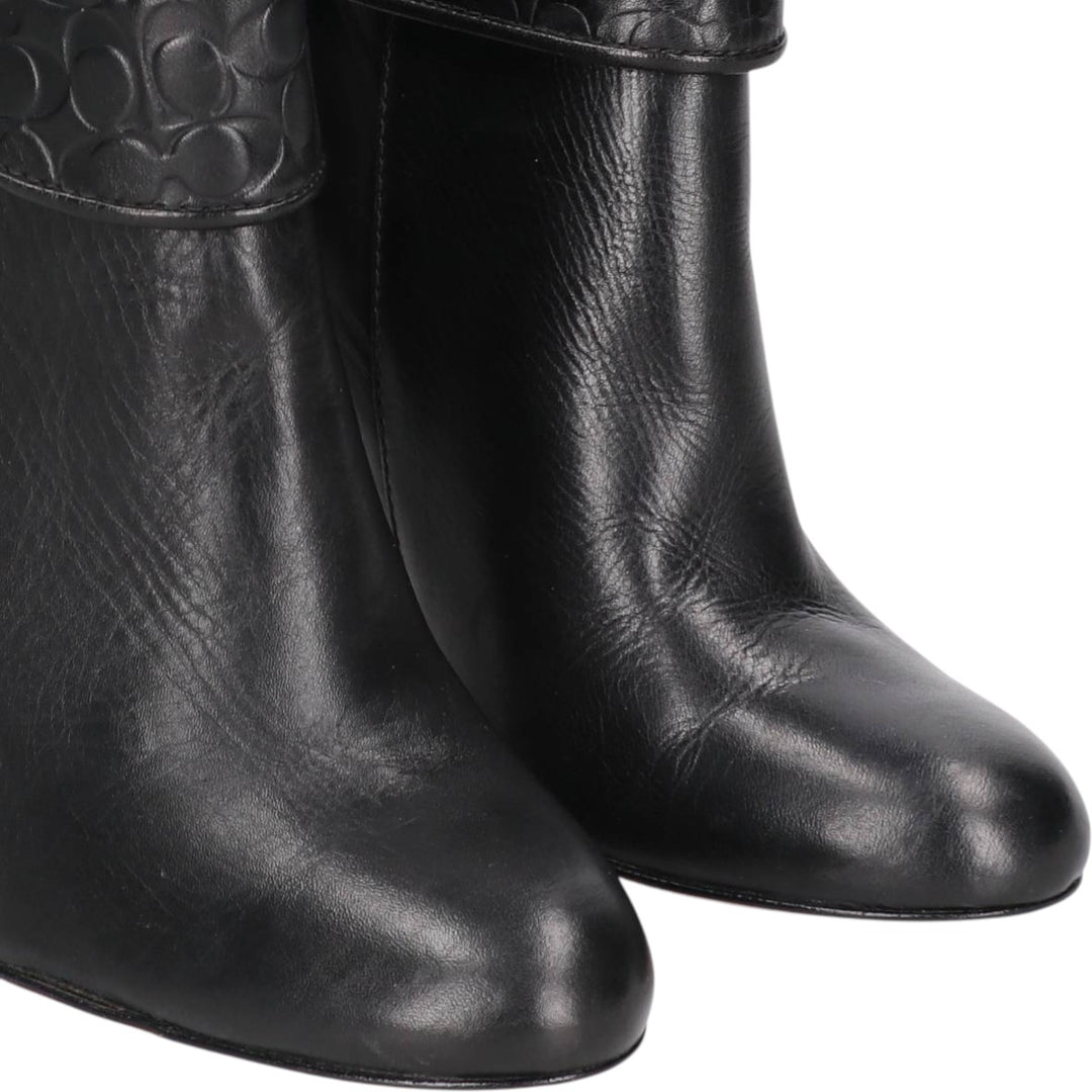 Coach side zip short boots, size 6B Women's 23.0cm genuine leather black type Vintage Second Hand