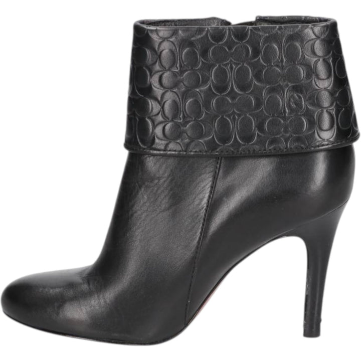 Coach side zip short boots, size 6B Women's 23.0cm genuine leather black type Vintage Second Hand