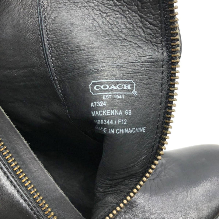 Coach side zip short boots, size 6B Women's 23.0cm genuine leather black type Vintage Second Hand