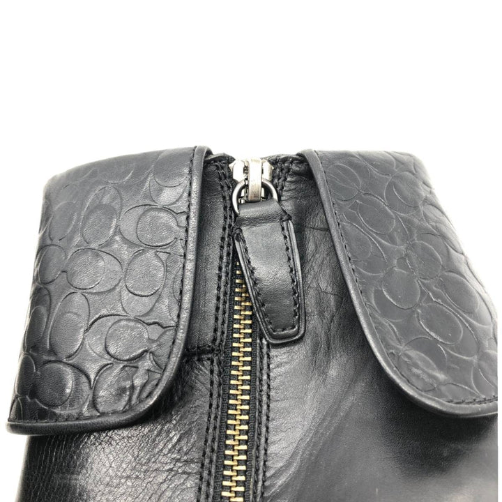 Coach side zip short boots, size 6B Women's 23.0cm genuine leather black type Vintage Second Hand