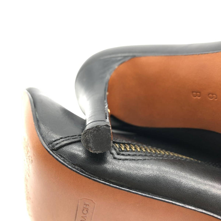 Coach side zip short boots, size 6B Women's 23.0cm genuine leather black type Vintage Second Hand