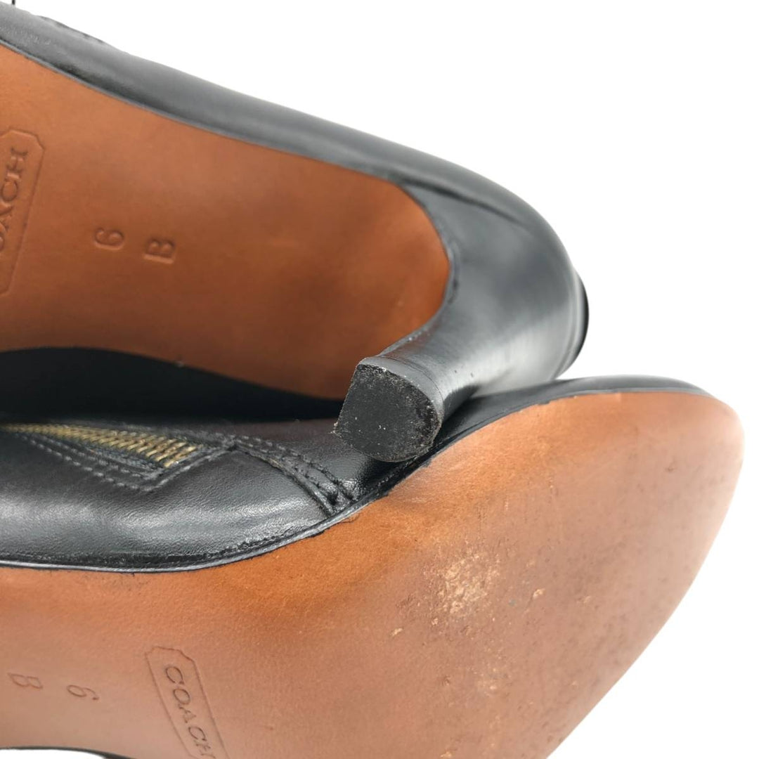 Coach side zip short boots, size 6B Women's 23.0cm genuine leather black type Vintage Second Hand