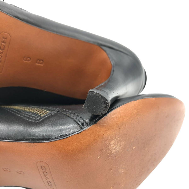 Coach side zip short boots, size 6B Women's 23.0cm genuine leather black type Vintage Second Hand